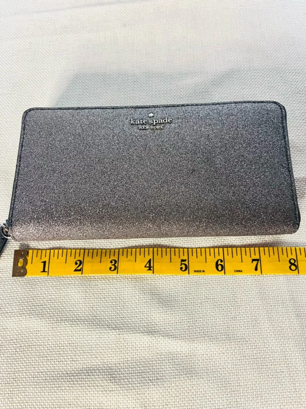 Kate Spade Silver Glitter Zip-Around Continental Wallet - Picture 9 of 10